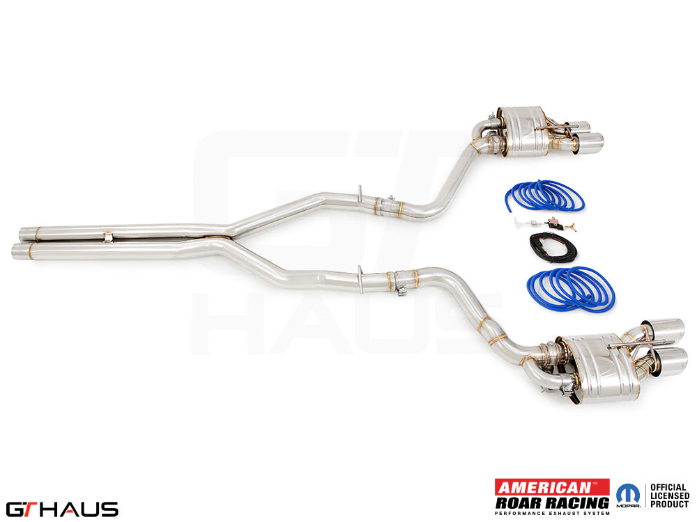 Premium performance exhaust system for Dodge Challenger DEMON/Redeye/Jail Break, featuring stainless steel construction and electronic valve control.