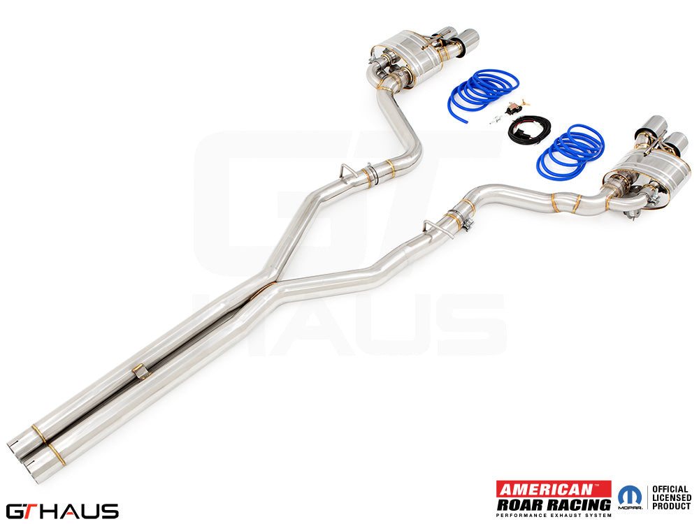 Premium performance exhaust system for Dodge Challenger DEMON/Redeye/Jail Break, featuring stainless steel construction and electronic valve control.