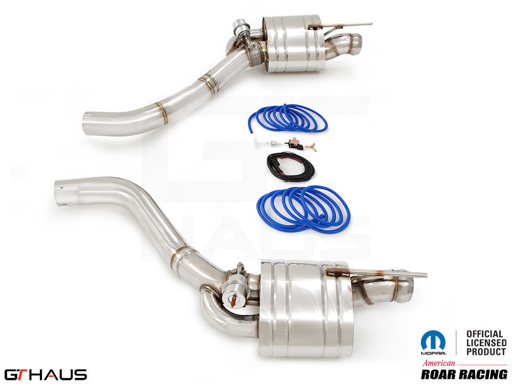 Premium performance exhaust system for Dodge Challenger DEMON/Redeye/Jail Break, featuring stainless steel construction and electronic valve control.