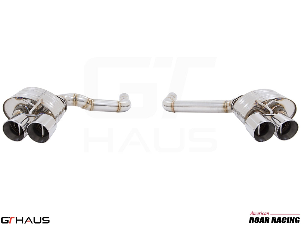 Premium performance exhaust system for Dodge Challenger DEMON, Redeye, and Jail Break, featuring polished stainless steel tips.