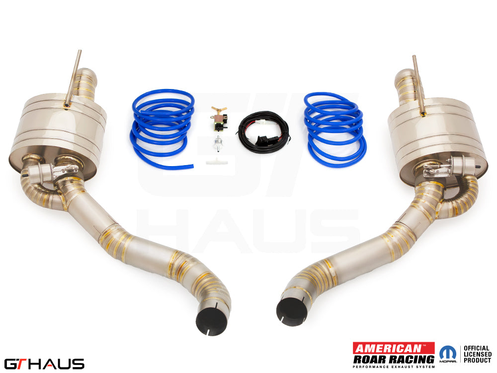 Premium exhaust system for Dodge Challenger SRT8, Scat-pack, and Hellcat 707, featuring stainless steel construction and valve control.