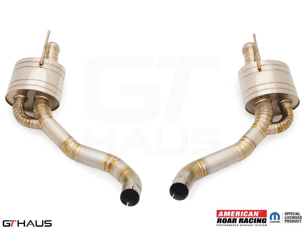 Premium performance exhaust system for Dodge Challenger SRT8, Scat-pack, and Hellcat 707, featuring stainless steel construction.