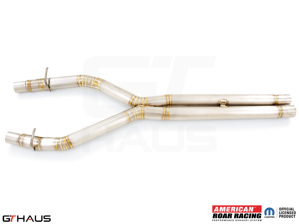 Premium stainless steel catback X-pipe for Dodge Charger SRT8, Scat-pack, Hellcat 707, and Redeye 2015+, enhancing exhaust flow.