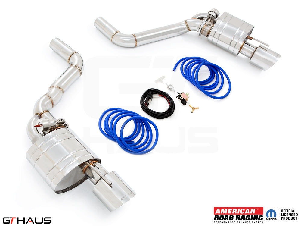 Premium performance exhaust system for Dodge Charger SRT8, Scat-pack, Hellcat 707, and Redeye, featuring stainless steel construction.