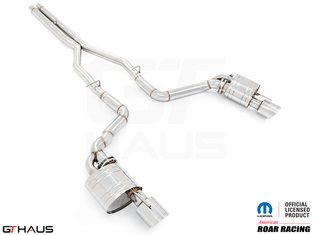 Premium performance exhaust system for Dodge Charger SRT8, Scat-pack, Hellcat 707, and Redeye models, featuring stainless steel construction.