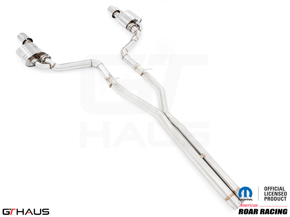 Premium performance exhaust system for Dodge Charger SRT8, Scat-pack, Hellcat 707, and Redeye models, featuring stainless steel construction.