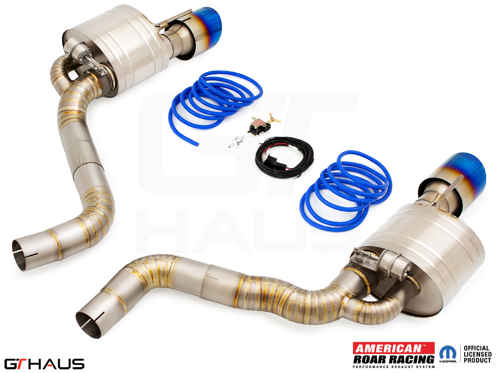 Premium exhaust system for Dodge Charger SRT8, Scat-pack, Hellcat, and Redeye, featuring stainless steel construction and electronic valve control.