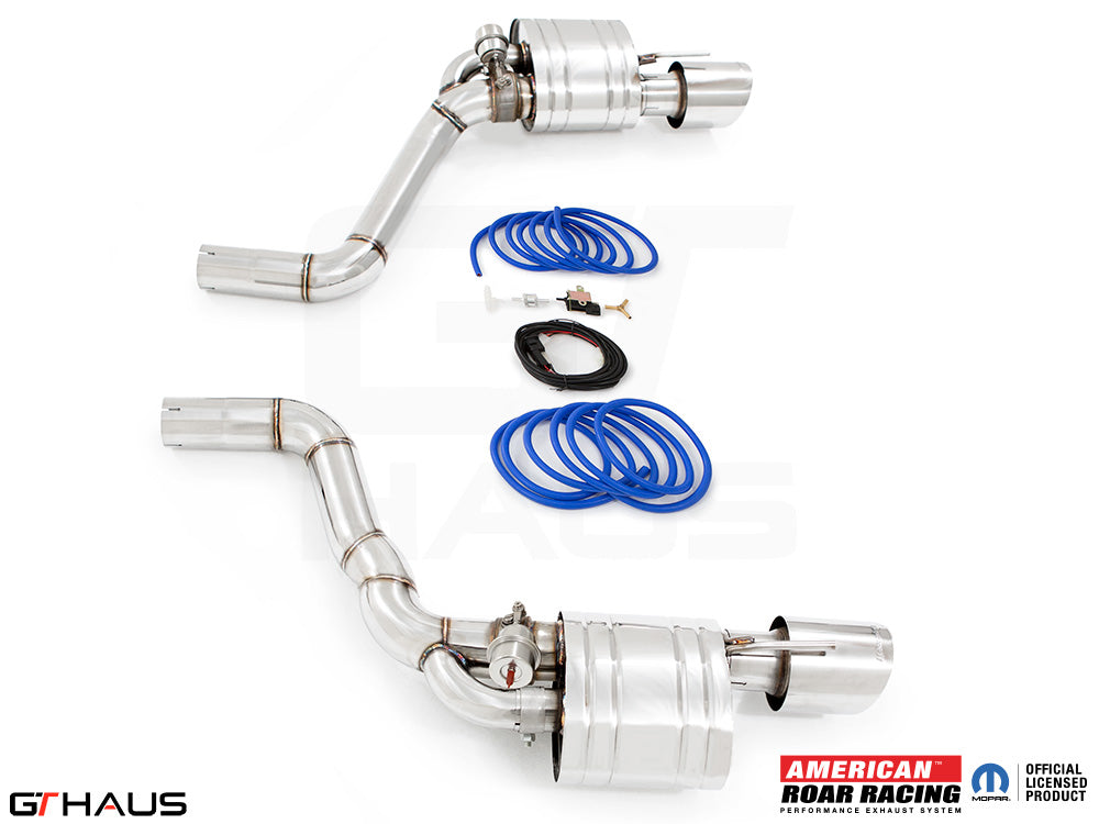 Premium performance exhaust system for 2011-2014 Dodge Charger SRT8 with 6.4 HEMI V8, featuring stainless steel construction.