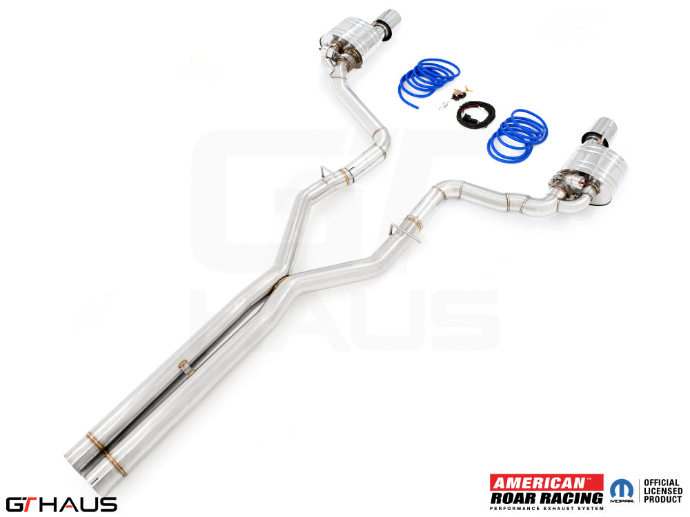 Premium performance exhaust system for 2011-2014 Dodge Charger SRT8 with 6.4 HEMI V8, featuring stainless steel construction.