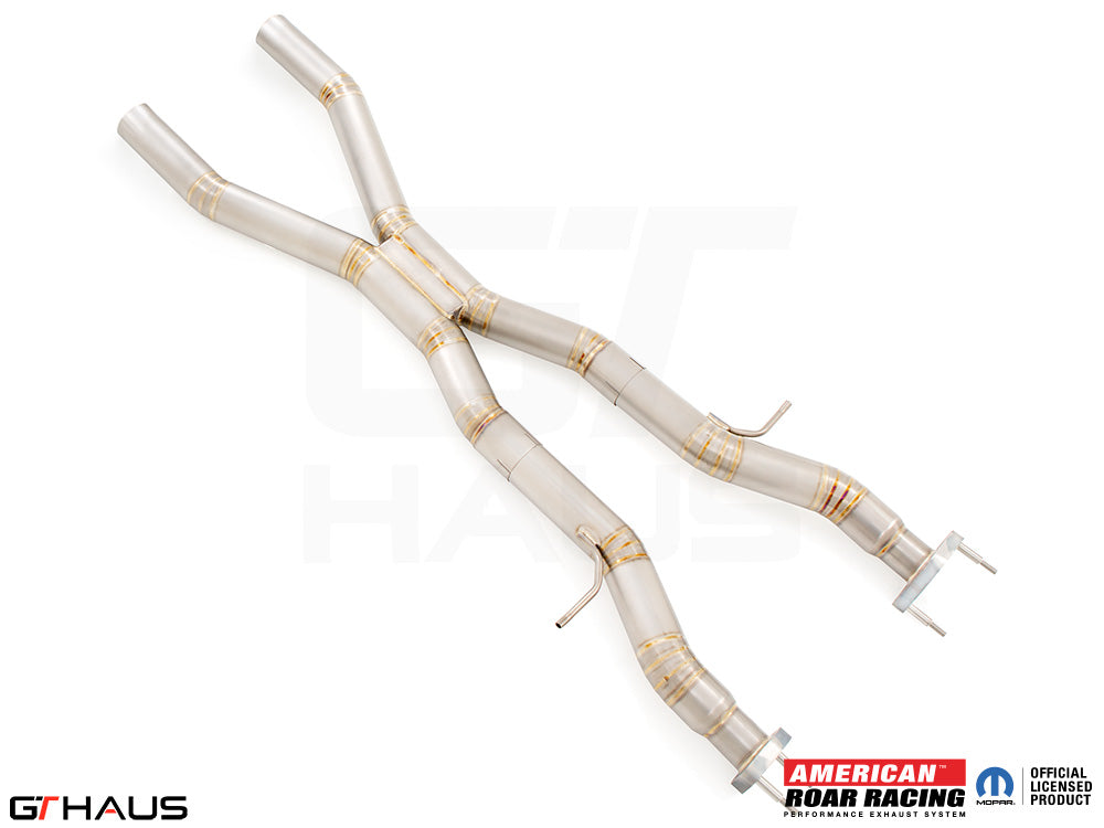 Premium stainless steel X-pipe resonator delete for 2021+ Dodge Durango Hellcat, enhancing exhaust flow and sound.