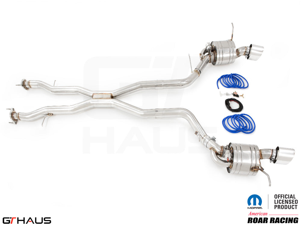 Premium performance exhaust system for 2021+ Dodge Durango Hellcat with 6.2L SC HEMI V8, featuring stainless steel construction.