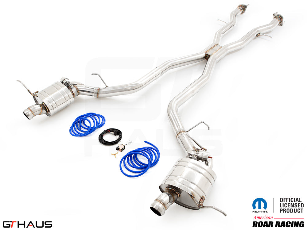 Premium performance exhaust system for 2021+ Dodge Durango Hellcat with 6.2L SC HEMI V8, featuring stainless steel construction.