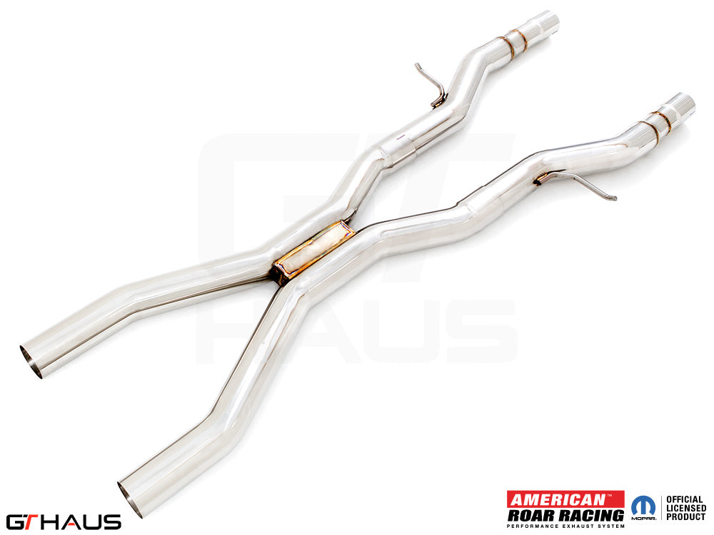 Stainless steel catback X-pipe resonator delete section for 2012+ Dodge Durango R/T with 5.7 HEMI V8. Enhanced exhaust performance.