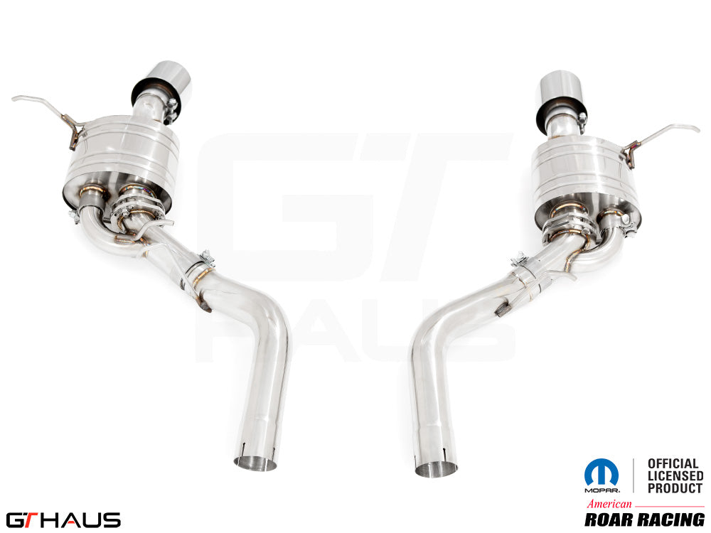 Premium performance exhaust system for 2012+ Dodge Durango R/T with 5.7 HEMI V8, featuring stainless steel construction.
