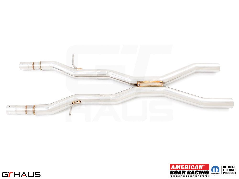 Catback X-Pipe resonator delete section for 2017+ Dodge Durango SRT8 with 6.4 HEMI V8, featuring polished stainless steel construction.