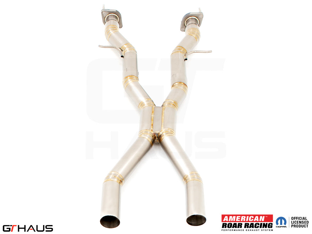 Stainless steel catback X-pipe resonator delete section for 2017+ Dodge Durango SRT8 with 6.4 HEMI V8 engine.