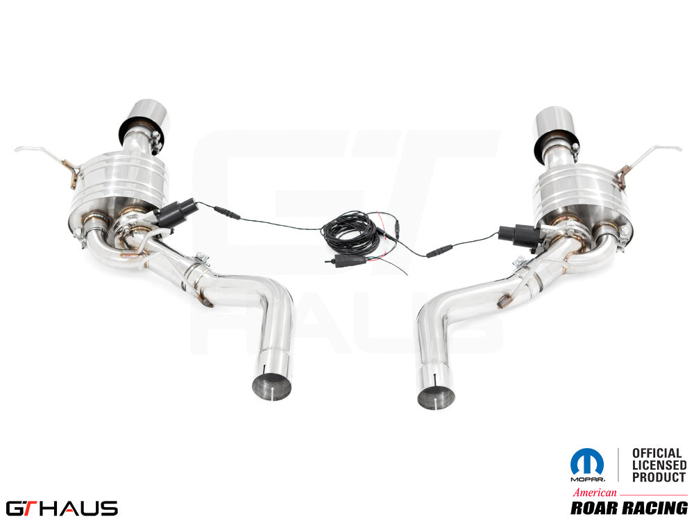 Premium exhaust system for 2017+ Dodge Durango SRT8 with 6.4 HEMI V8, featuring electronic valve control and stainless steel construction.