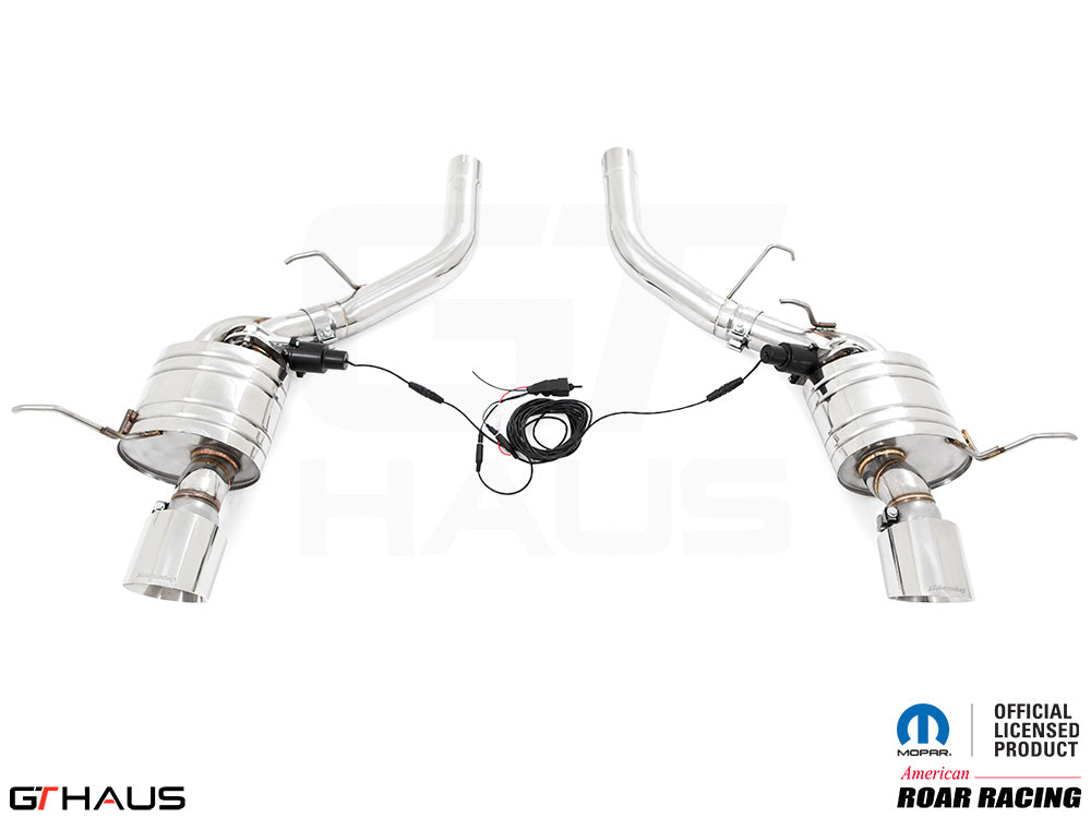 Premium performance exhaust system for 2017+ Dodge Durango SRT8 featuring T304 stainless steel and electronic valve control.