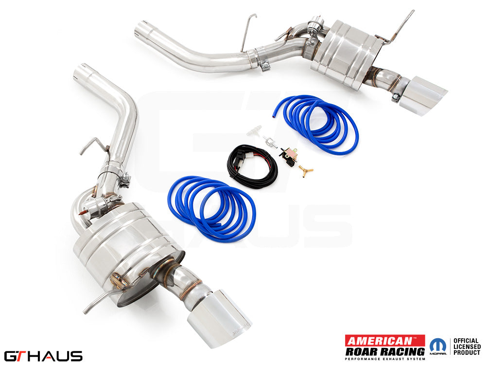 Premium performance exhaust system for 2017+ Dodge Durango SRT8 with 6.4 HEMI V8, featuring stainless steel construction.