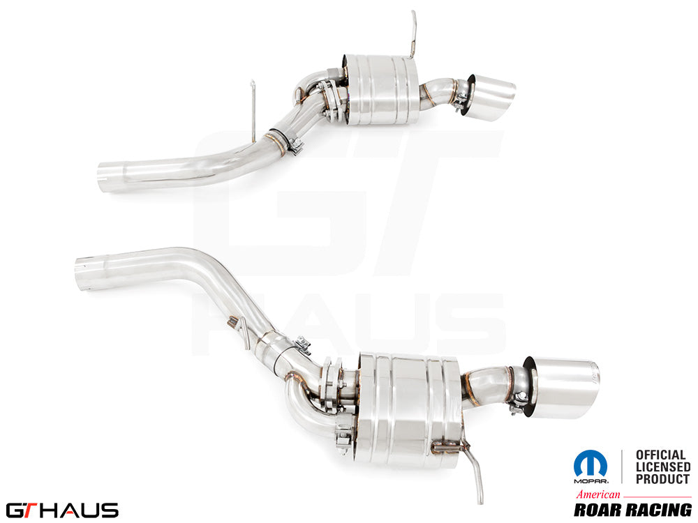 Premium performance exhaust system for 2017+ Dodge Durango SRT8 with 6.4 HEMI V8, featuring stainless steel construction.