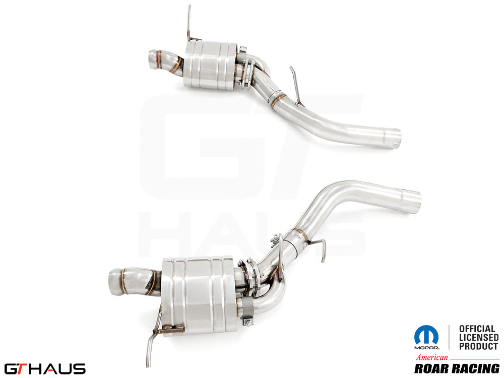 Premium performance exhaust system for 2017+ Dodge Durango SRT8 with 6.4 HEMI V8, featuring stainless steel construction.