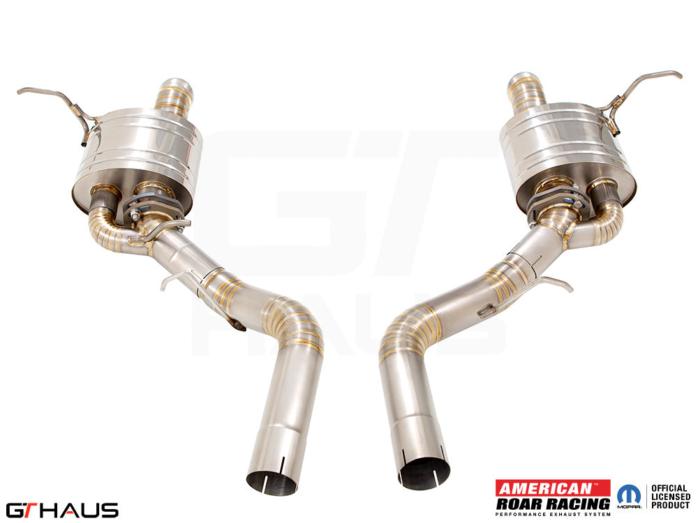 Premium performance exhaust system for 2017+ Dodge Durango SRT8 with 6.4 HEMI V8, featuring stainless steel construction.