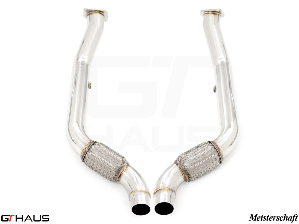 Premium stainless steel front pipe for Ford Mustang GT350/GT350R 2015+, designed for secondary cat delete.