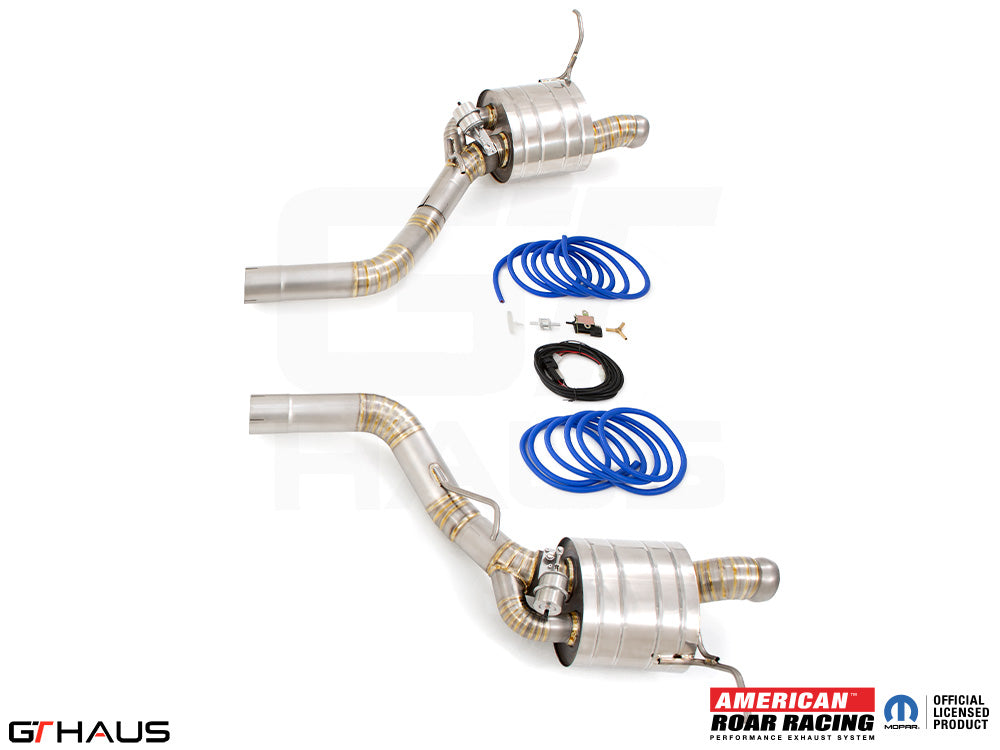 Premium performance exhaust system for 2012+ Jeep Grand Cherokee R/T with 5.7 HEMI V8, featuring stainless steel construction.