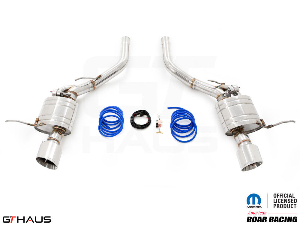 Premium exhaust system for Jeep Grand Cherokee SRT8 featuring stainless steel construction and performance components.