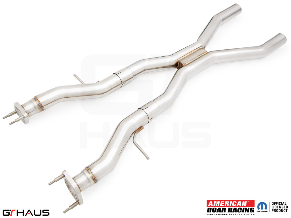 High-performance catback X-pipe resonator delete section for 2017+ Jeep Grand Cherokee SRT TrackHawk, crafted from stainless steel.