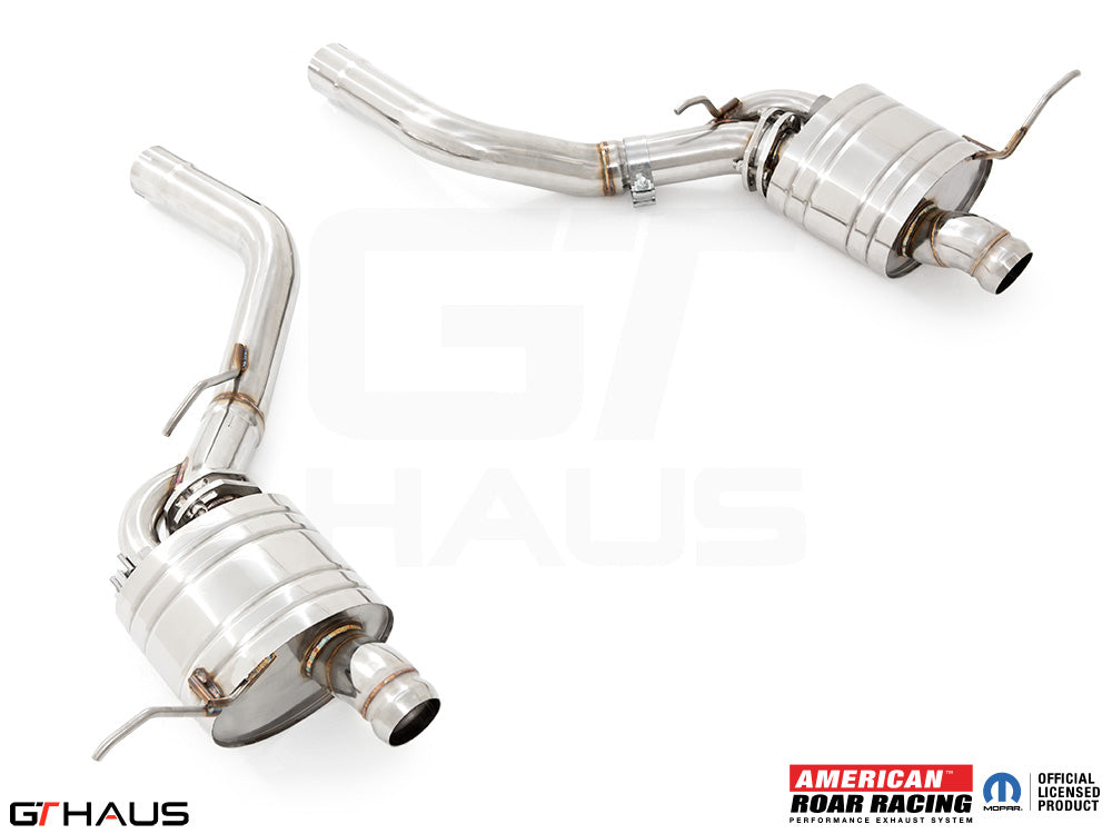 Premium performance exhaust system for 2017+ Jeep Grand Cherokee SRT TrackHawk, featuring stainless steel construction.