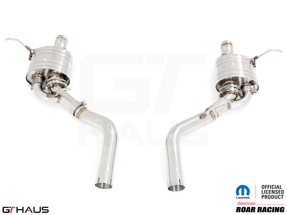 Premium performance exhaust system for 2017+ Jeep Grand Cherokee SRT TrackHawk, featuring stainless steel construction.