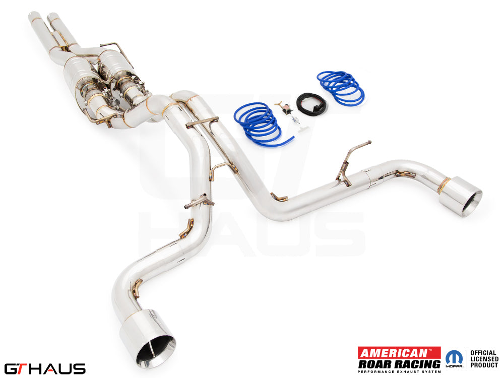 Premium performance exhaust system for Jeep Wrangler JL Rubicon 392 with 5.7 HEMI V8, featuring stainless steel construction.