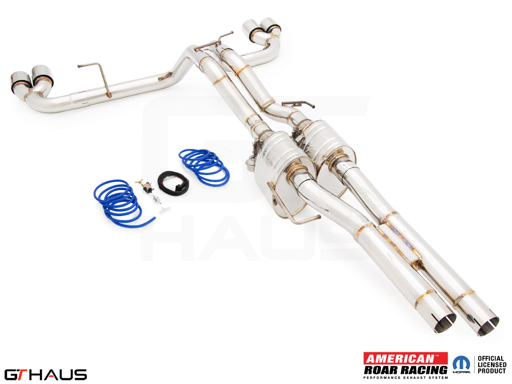 Premium performance exhaust system for Jeep Wrangler JL 2018+ Rubicon 392 with 5.7 HEMI V8, featuring stainless steel construction.