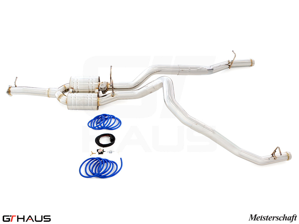 Premium performance exhaust system for 2019+ RAM 1500 with 5.7 HEMI V8, featuring stainless steel construction and enhanced sound.