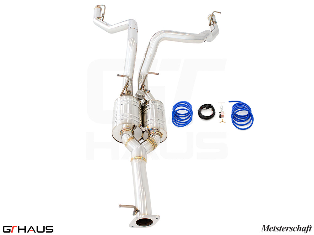 Premium exhaust system for 2019+ RAM 1500 with 5.7 HEMI V8, featuring stainless steel construction and performance design.