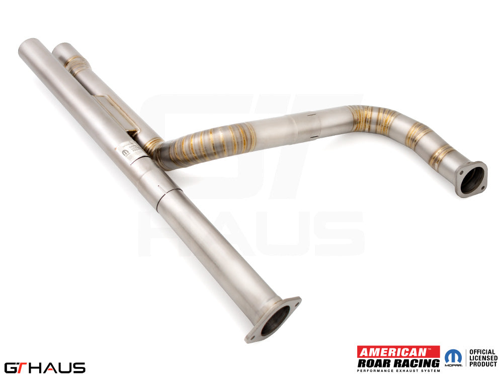 Premium RAM RHO V6T 2025+ AR Section 1 front pipe with 76mm piping and Velocity Chamber for enhanced performance.
