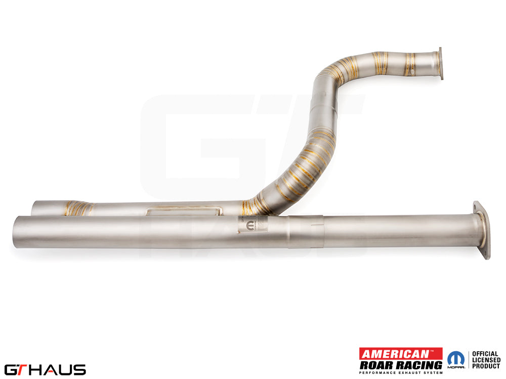 Premium RAM RHO V6T 2025+ AR Section 1 front pipe with 76mm piping and Velocity Chamber for enhanced performance.