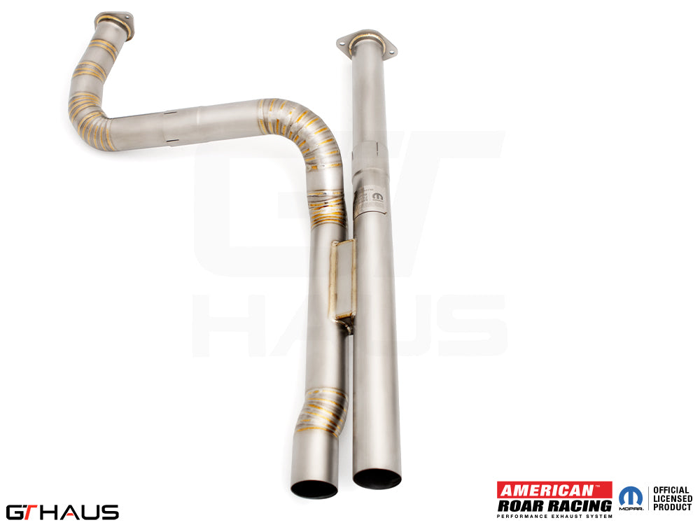 Premium RAM RHO V6T 2025+ AR Section 1 front pipe with 76mm piping and Velocity Chamber for enhanced performance.