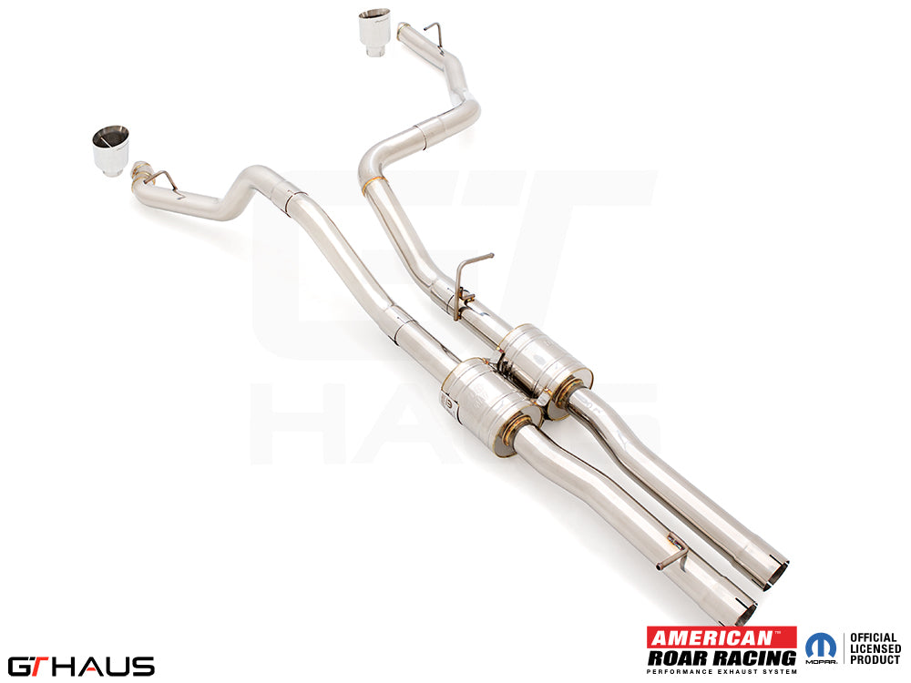 Premium performance exhaust system for RAM RHO (V6T) 2025+, featuring stainless steel construction and dual tips.