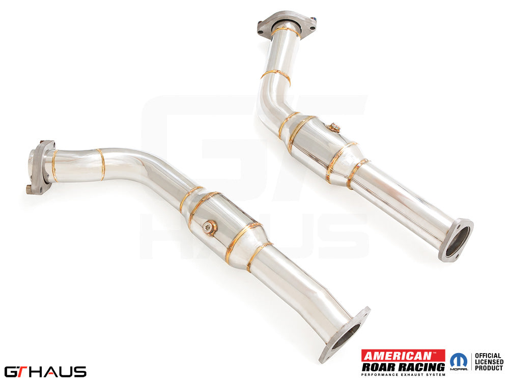 High-performance down pipes for RAM TRX 2021-2024 with 6.2L SC HEMI V8, featuring OBD2 and 400 CEL sport cats.