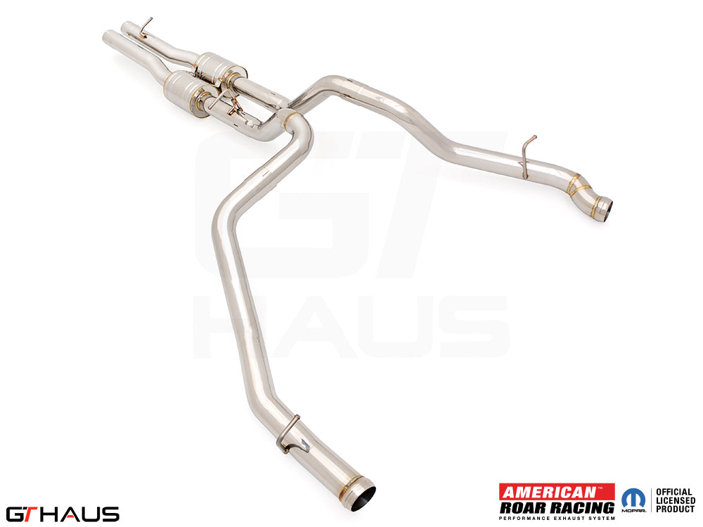 Premium performance exhaust system for RAM TRX 6.2L SC HEMI V8, featuring stainless steel construction and enhanced sound.