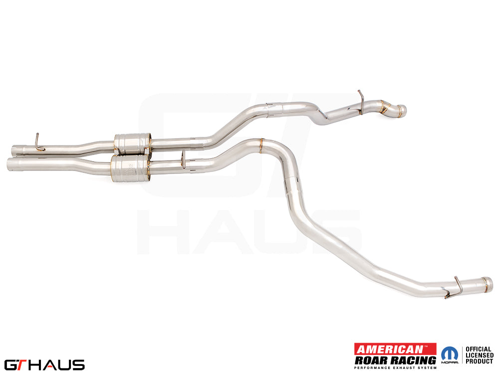 Premium stainless steel exhaust system for RAM TRX 6.2L SC HEMI V8, enhancing performance and sound.