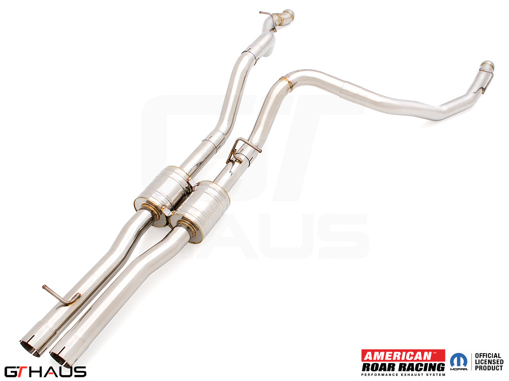 Premium performance exhaust system for RAM TRX 6.2L SC HEMI V8, featuring stainless steel construction and enhanced sound.