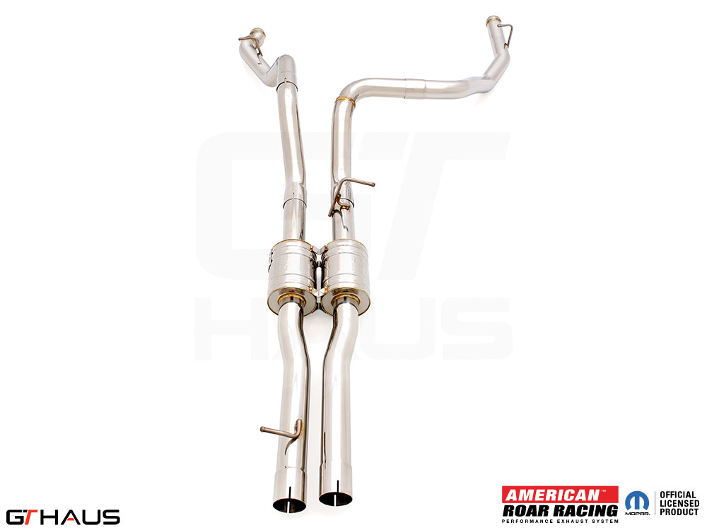 Premium performance exhaust system for RAM TRX 6.2L SC HEMI V8, featuring stainless steel construction and enhanced sound.