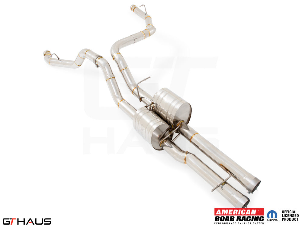 Premium performance exhaust system for RAM TRX 6.2L SC HEMI V8, featuring stainless steel construction and enhanced sound.