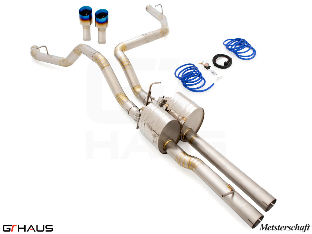 Premium exhaust system for RAM TRX 6.2L SC HEMI V8 (2021-2024) with stainless steel construction and performance components.