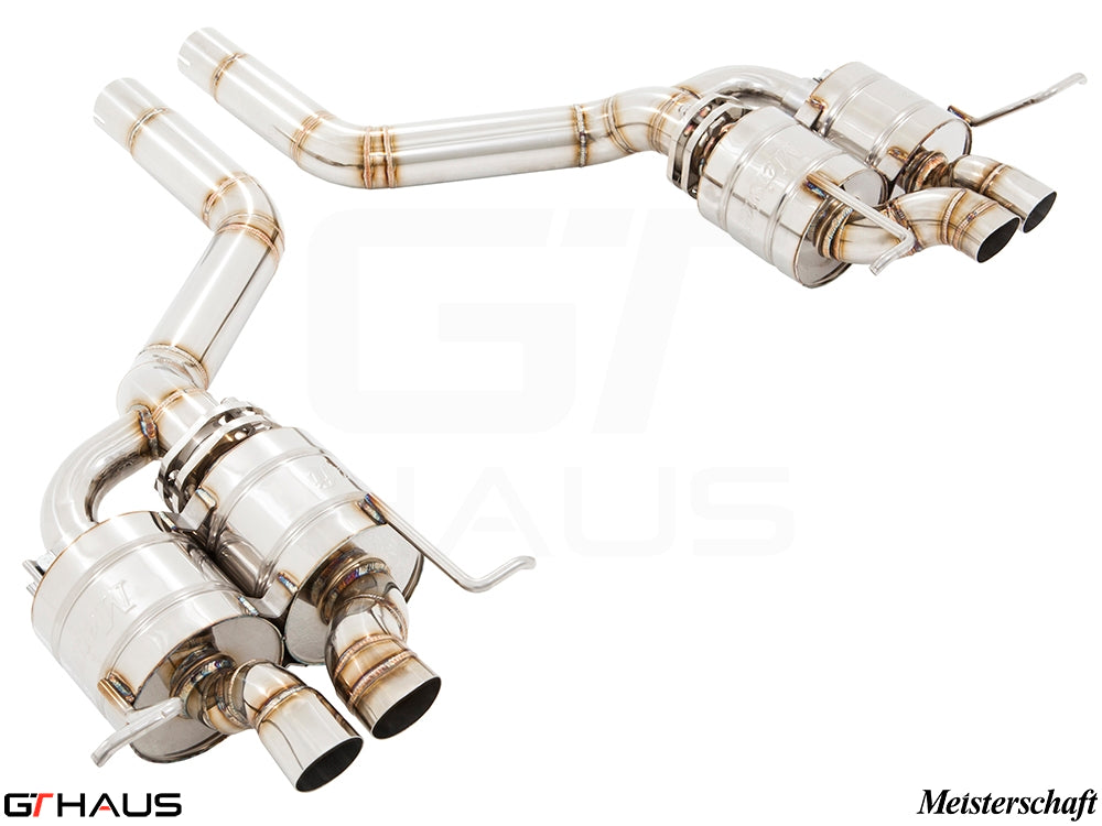 Premium stainless steel exhaust system for Bentley Continental GT Speed, featuring dual tips and electronic valve control.