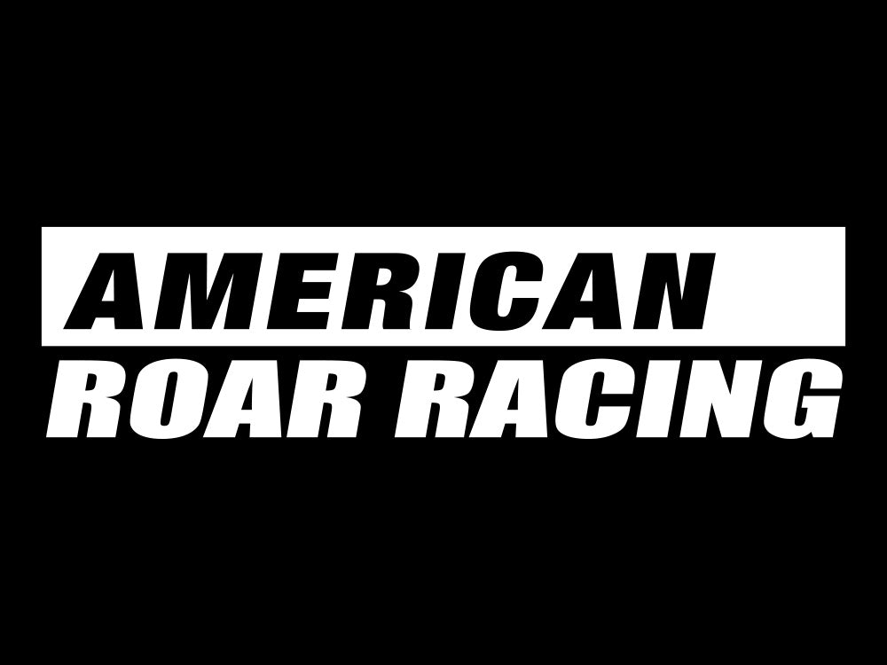 Americal Roar Racing decal set featuring bold white text on a transparent background, ideal for automotive enthusiasts.