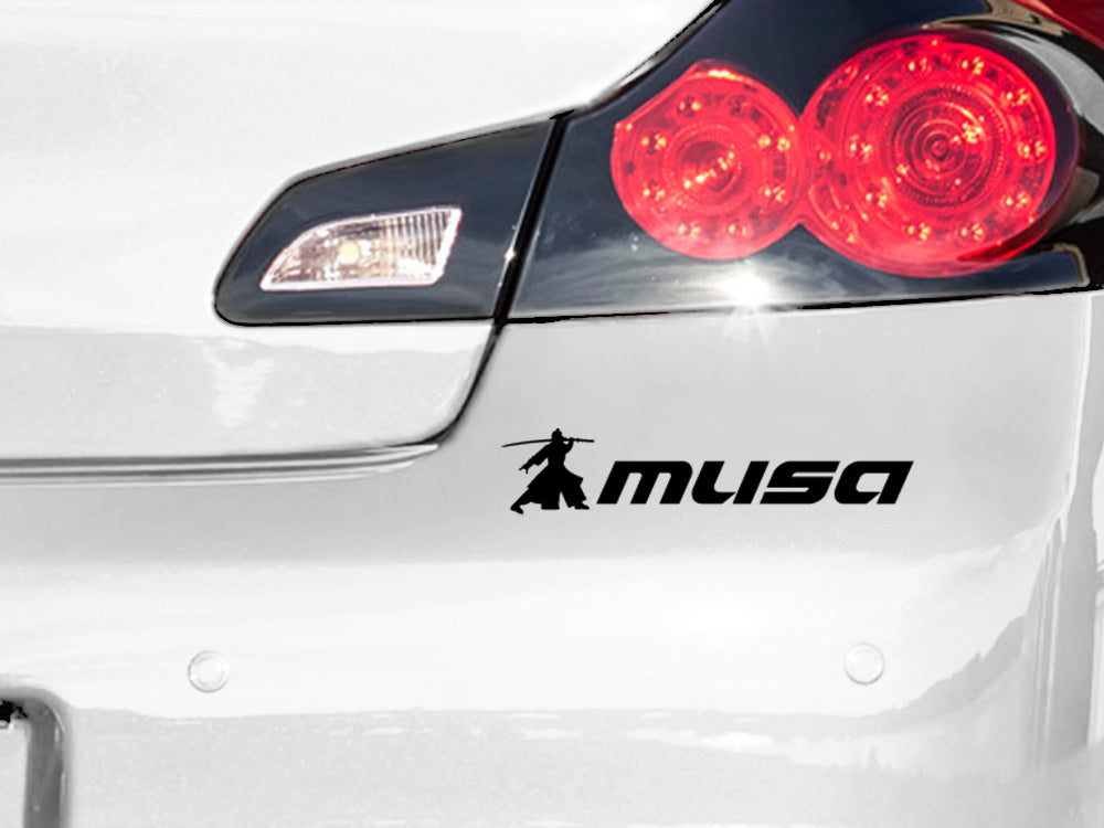 MUSA decal featuring a silhouette design, ideal for automotive customization, available in a set of two.
